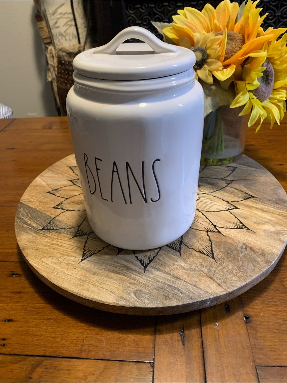 Rae Dunn White 'BEANS' Ceramic Canister
